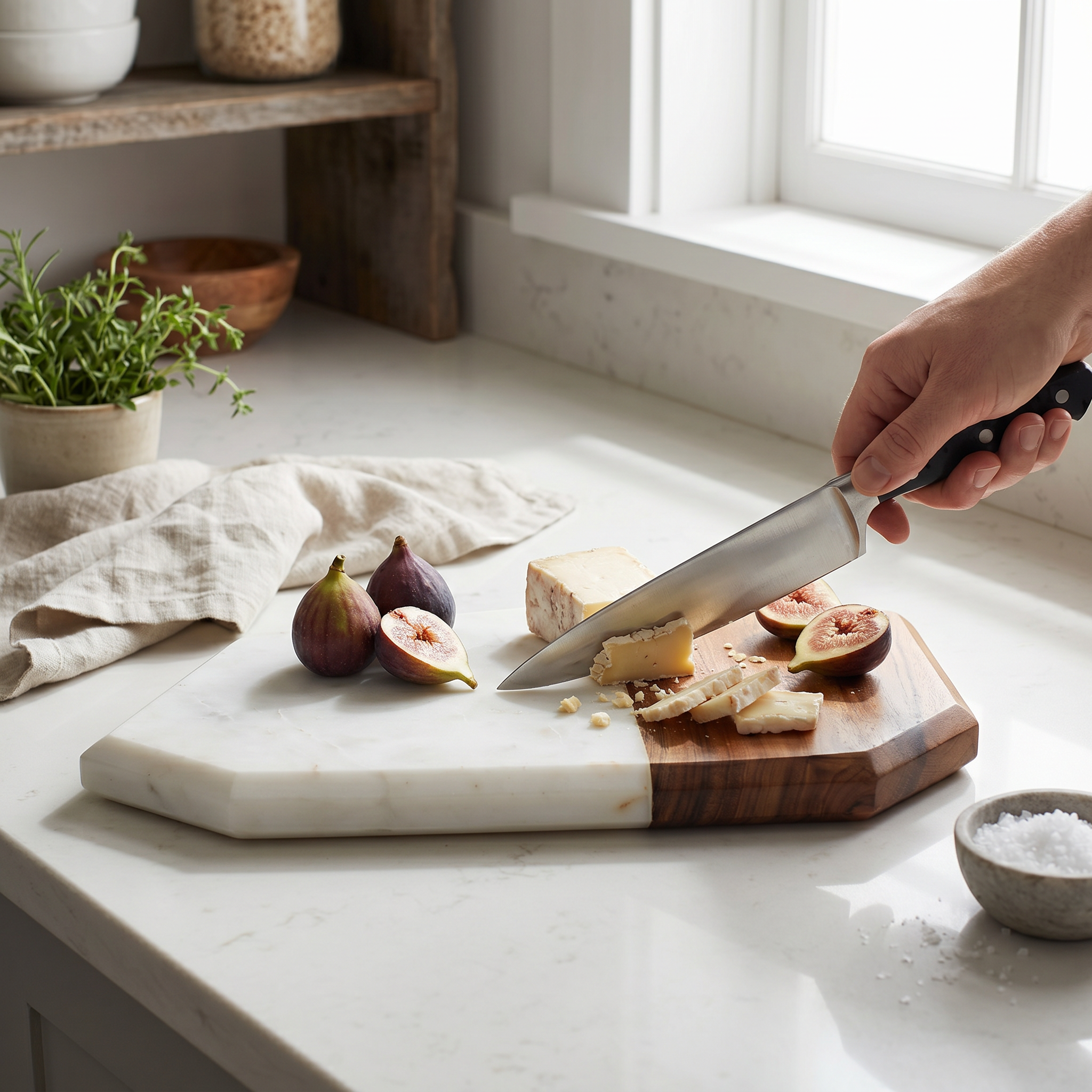 Angular Marble Wooden Chopping Board