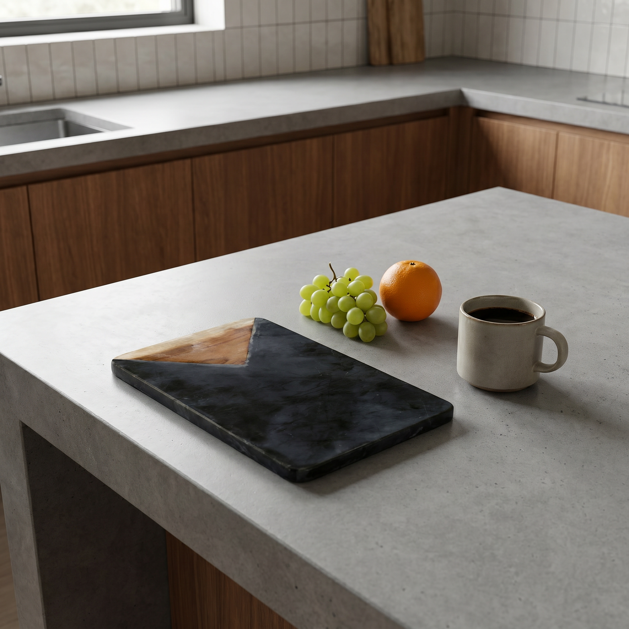V Shape Marble Wood Serving Board