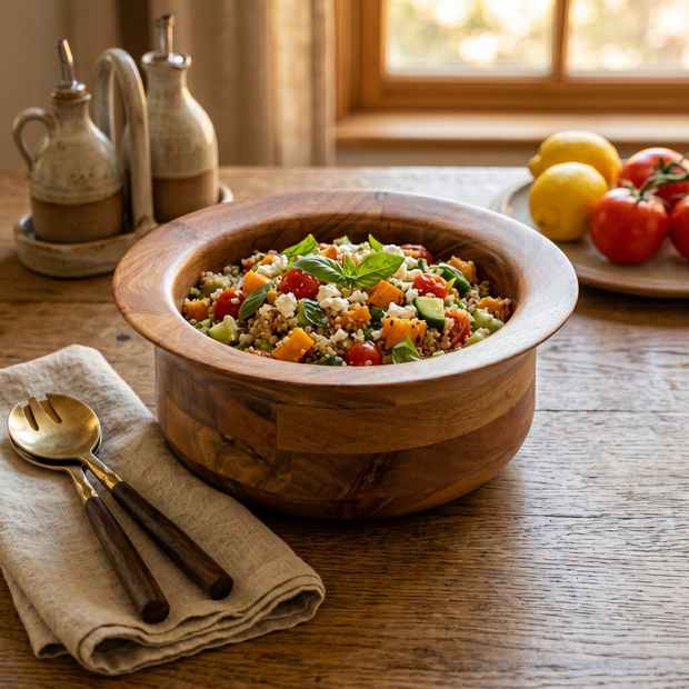 MapleCrest Deep Wooden Bowl