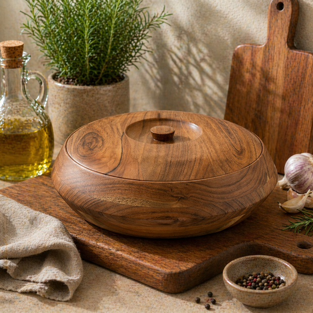 WoodAura Artisan Covered Bowl