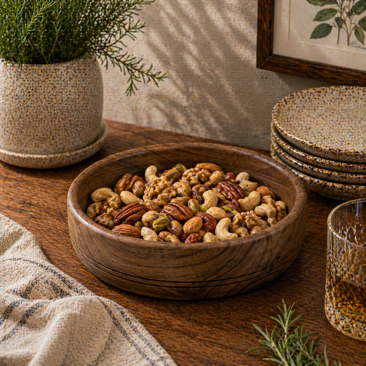 HeritageGlow Wooden Storage Serving Bowl