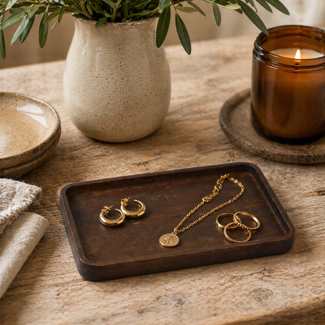 MidnightOak Wooden Serving Tray