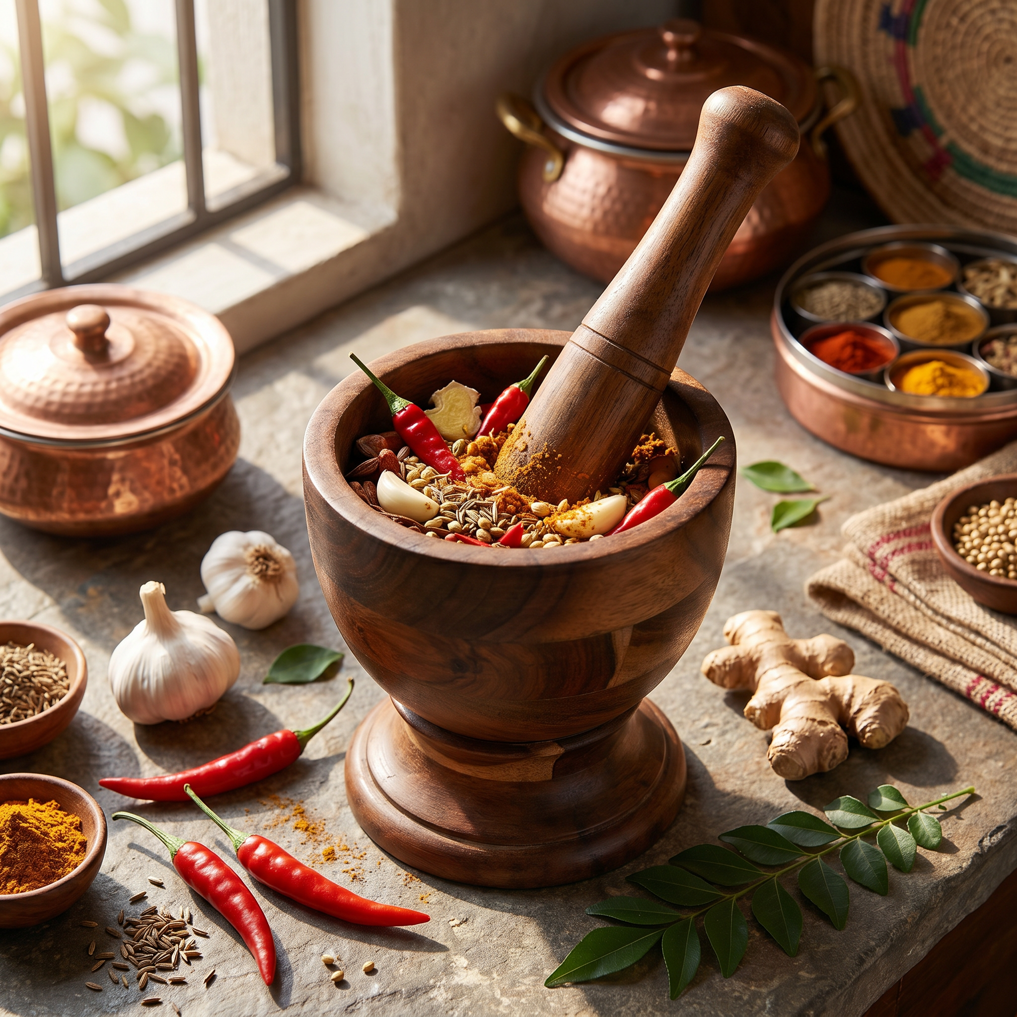 Handcrafted Wooden Mortar and Pestle Set