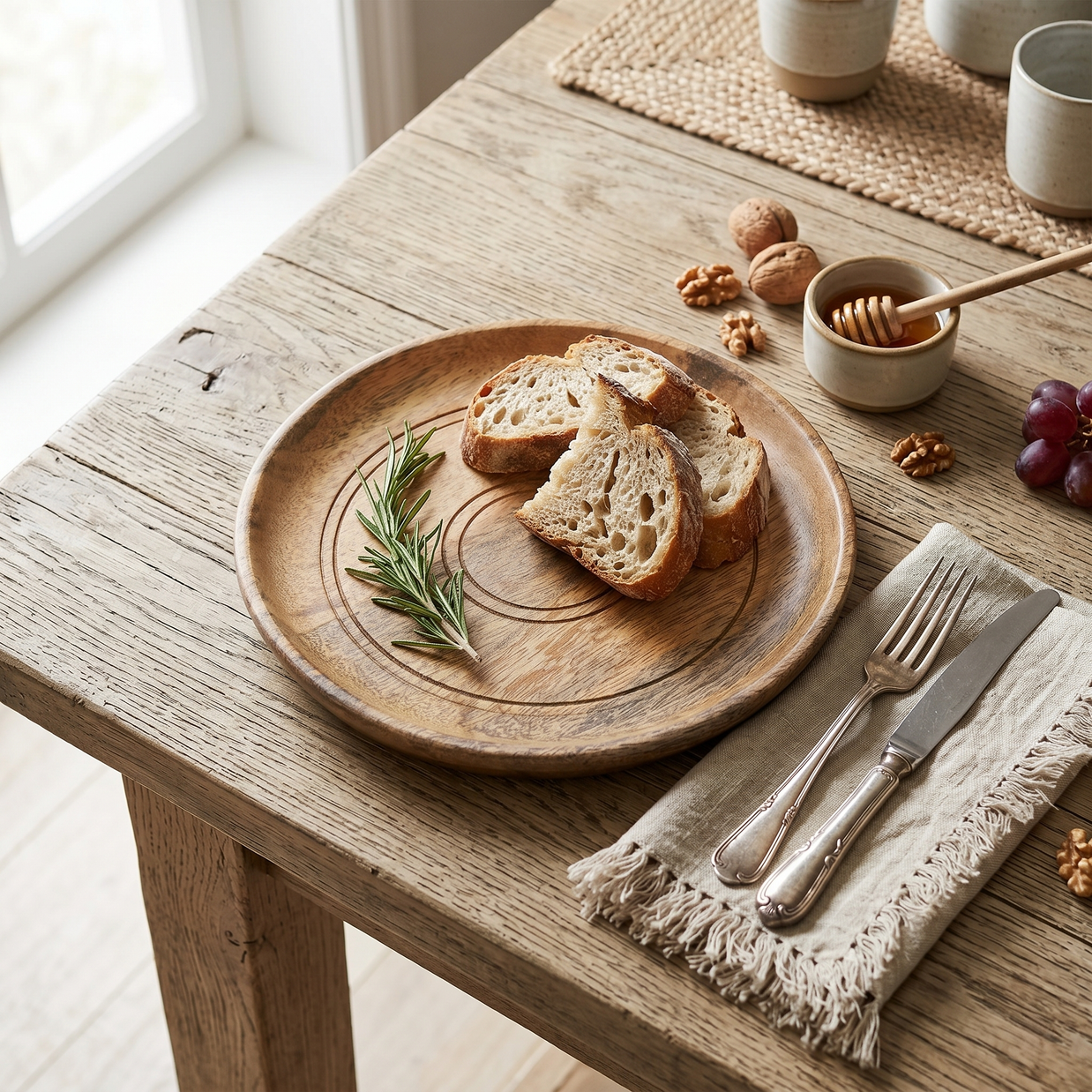 Concentric Design Wooden Serving Plate