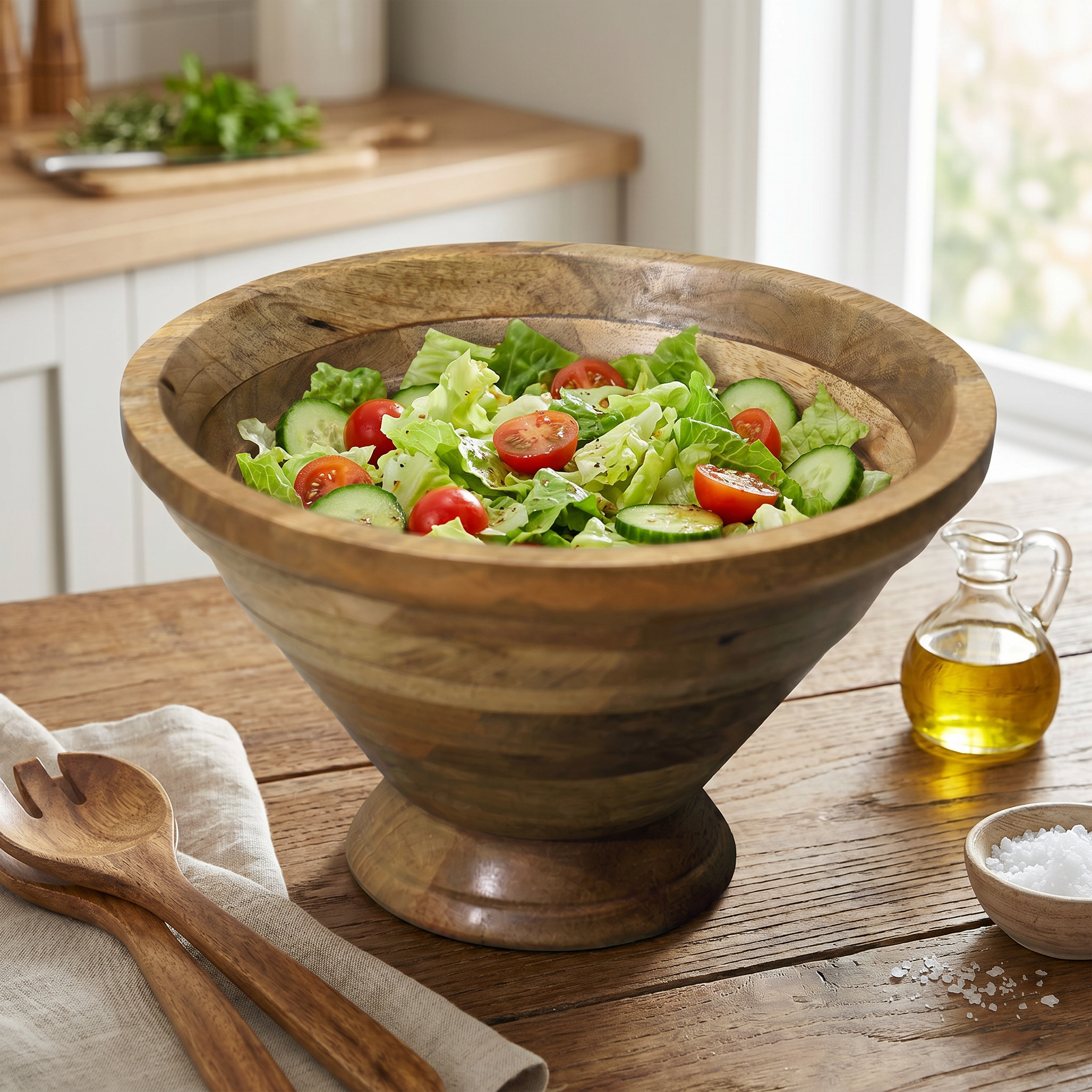 Pedestal Wooden Fruit Bowl
