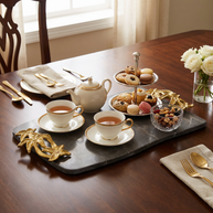 Luxury Marble Serving Tray with Gold Handles