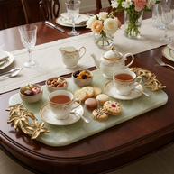 Onyx Marble Serving Tray with Gold Handles