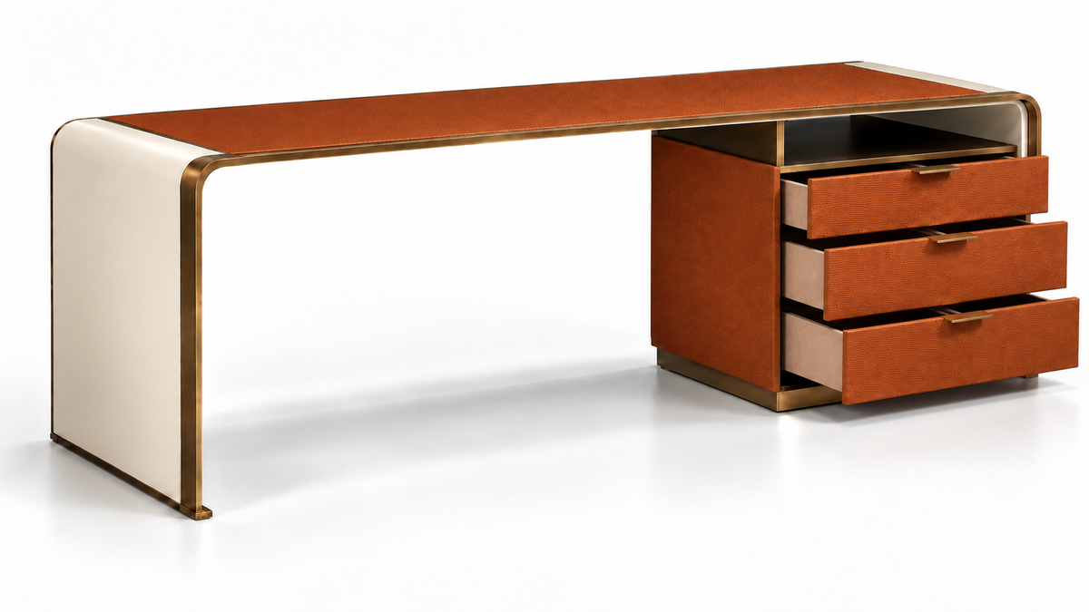Aureven Leatherette Strap Executive Desk