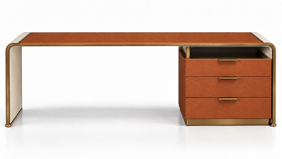 Aureven Leatherette Strap Executive Desk