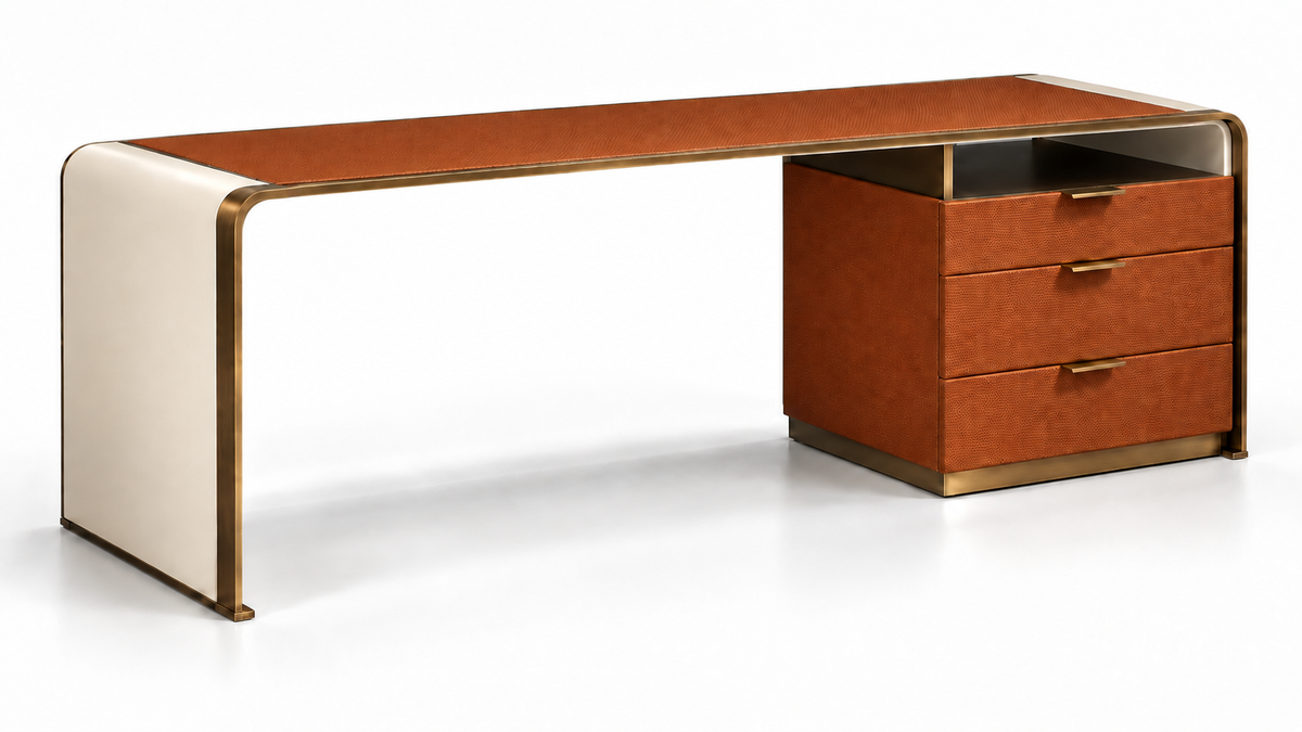 Aureven Leatherette Strap Executive Desk