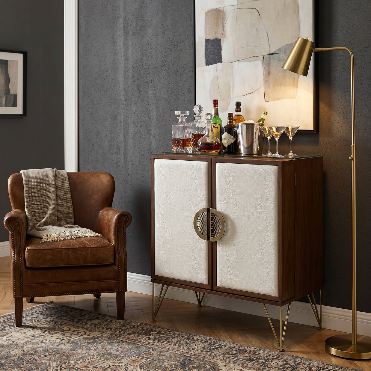 Geometric Fold-Out Cocktail Cabinet