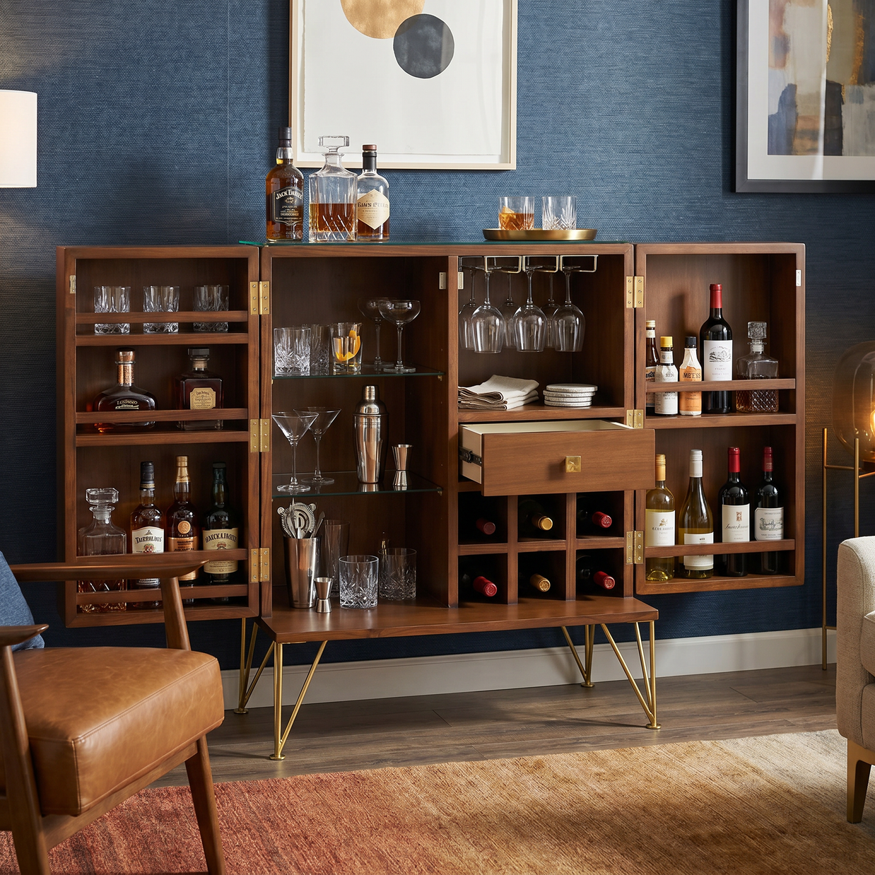 Geometric Fold-Out Cocktail Cabinet