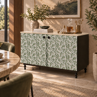 Verdura Bar Cabinet – Botanical Green & Marble Top