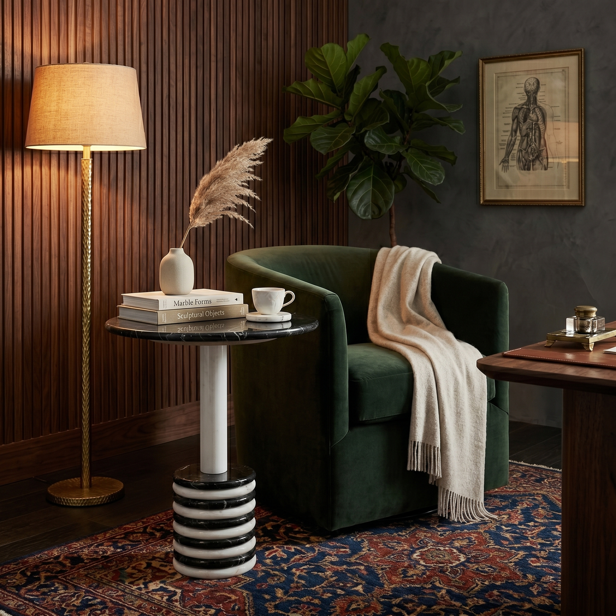 Stratum Monochromatic Marble Accent Table