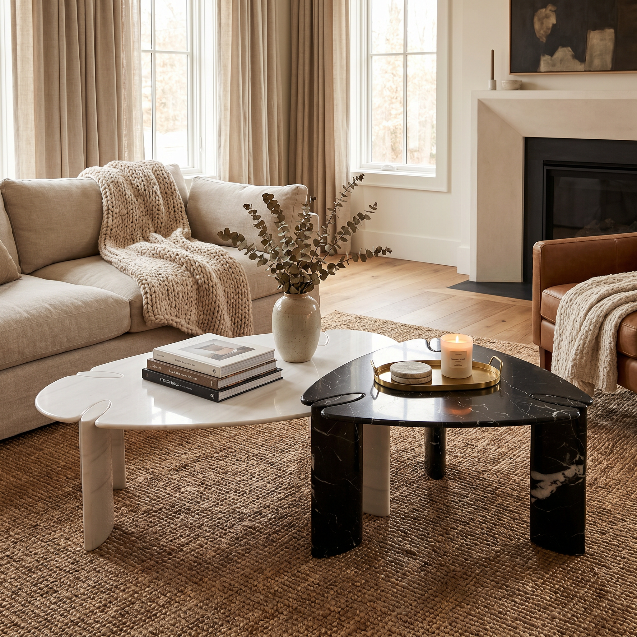 Orbita Duo Marble Coffee Table Set