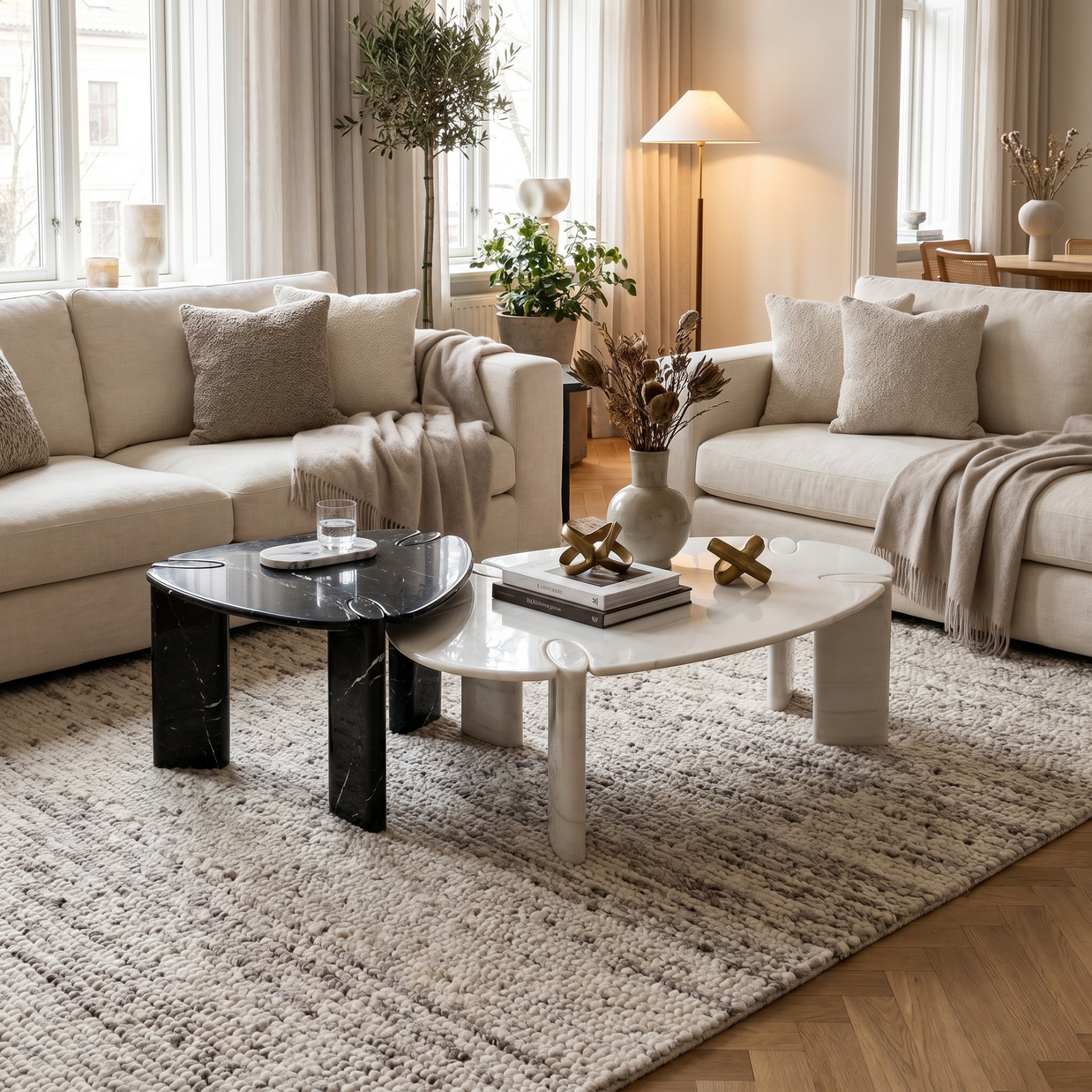 Orbita Duo Marble Coffee Table Set