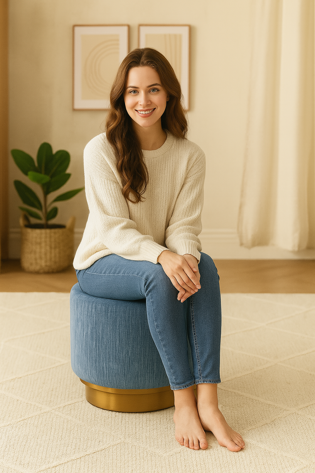 Velora Azure Ottoman