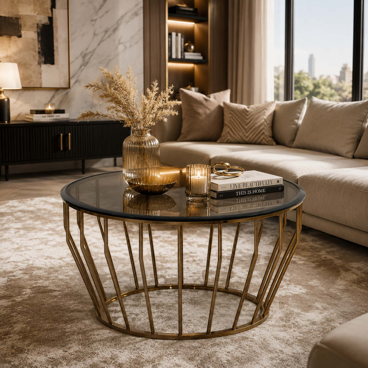 Aurelia Gold Wireframe Coffee Table
