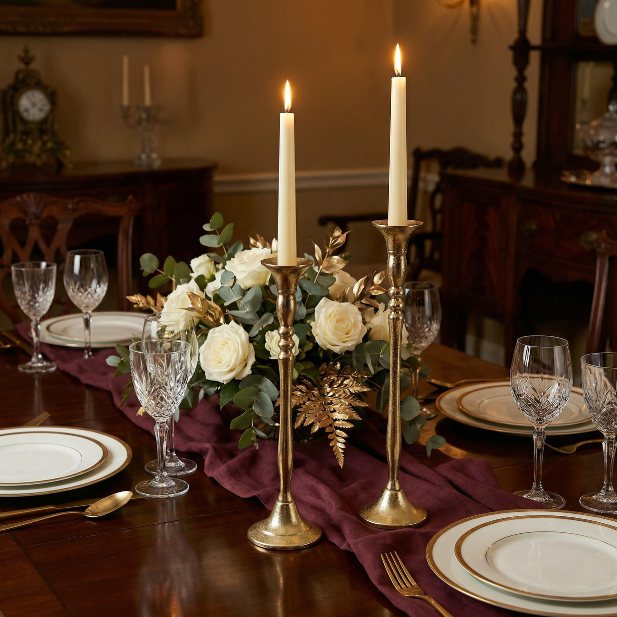 Flared Top Gold Candle Holders
