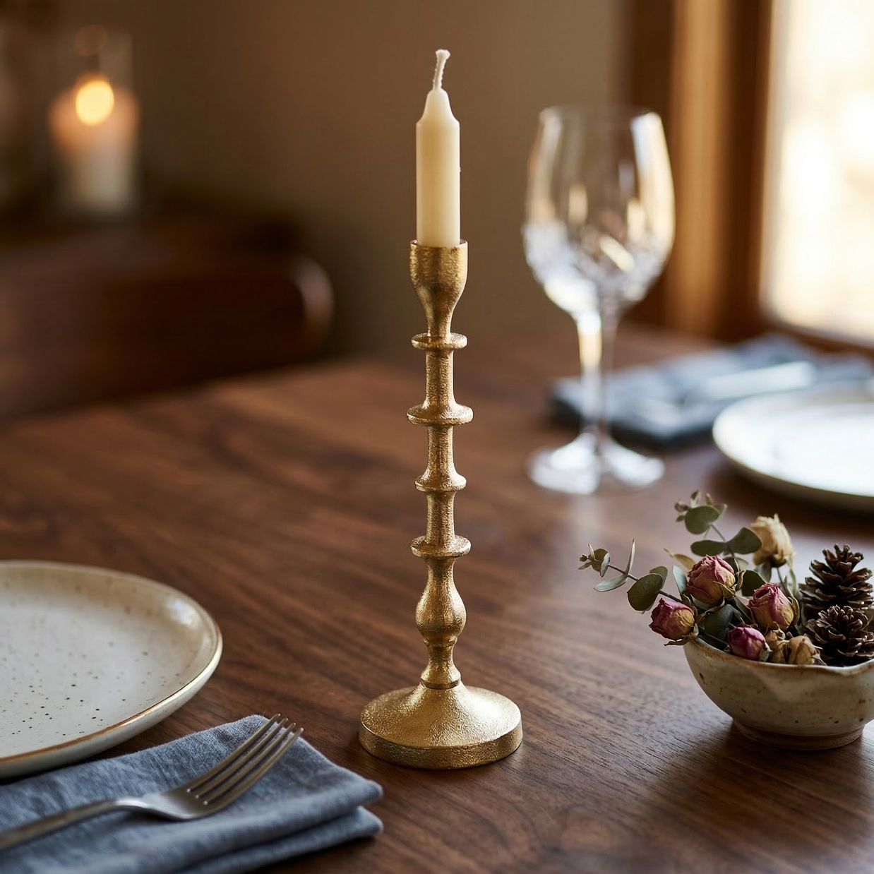 Totem Glow Gold Candle Holder
