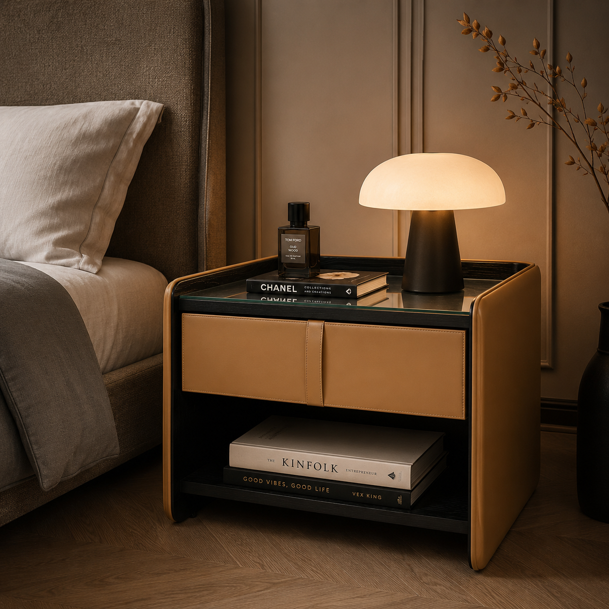 SIENNA Luxury Leather Bedside Table