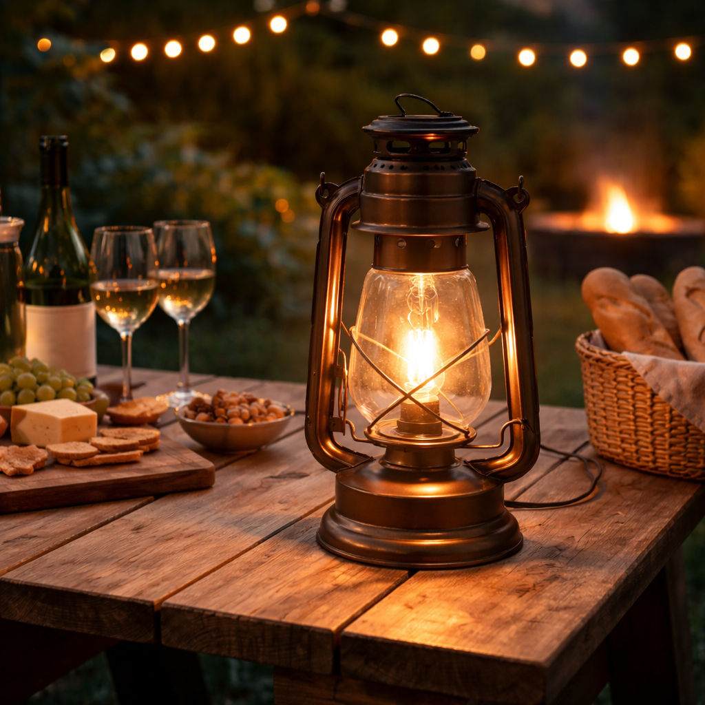 Rustic Electric Hurricane Lantern