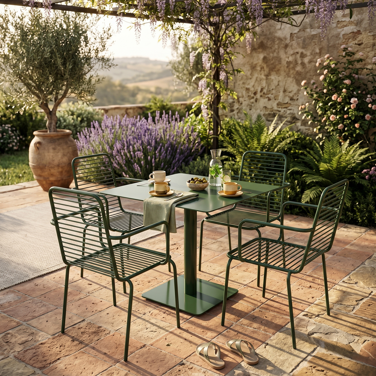 Veranda Hunter Green Slatted Outdoor Dining Set