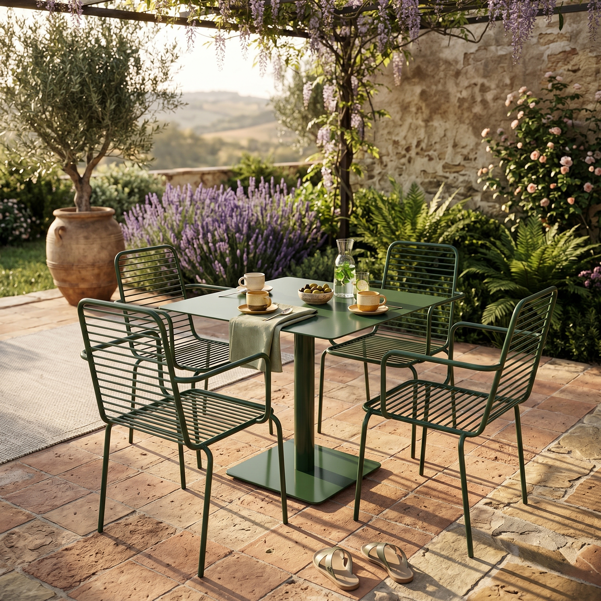 Veranda Hunter Green Slatted Outdoor Dining Set