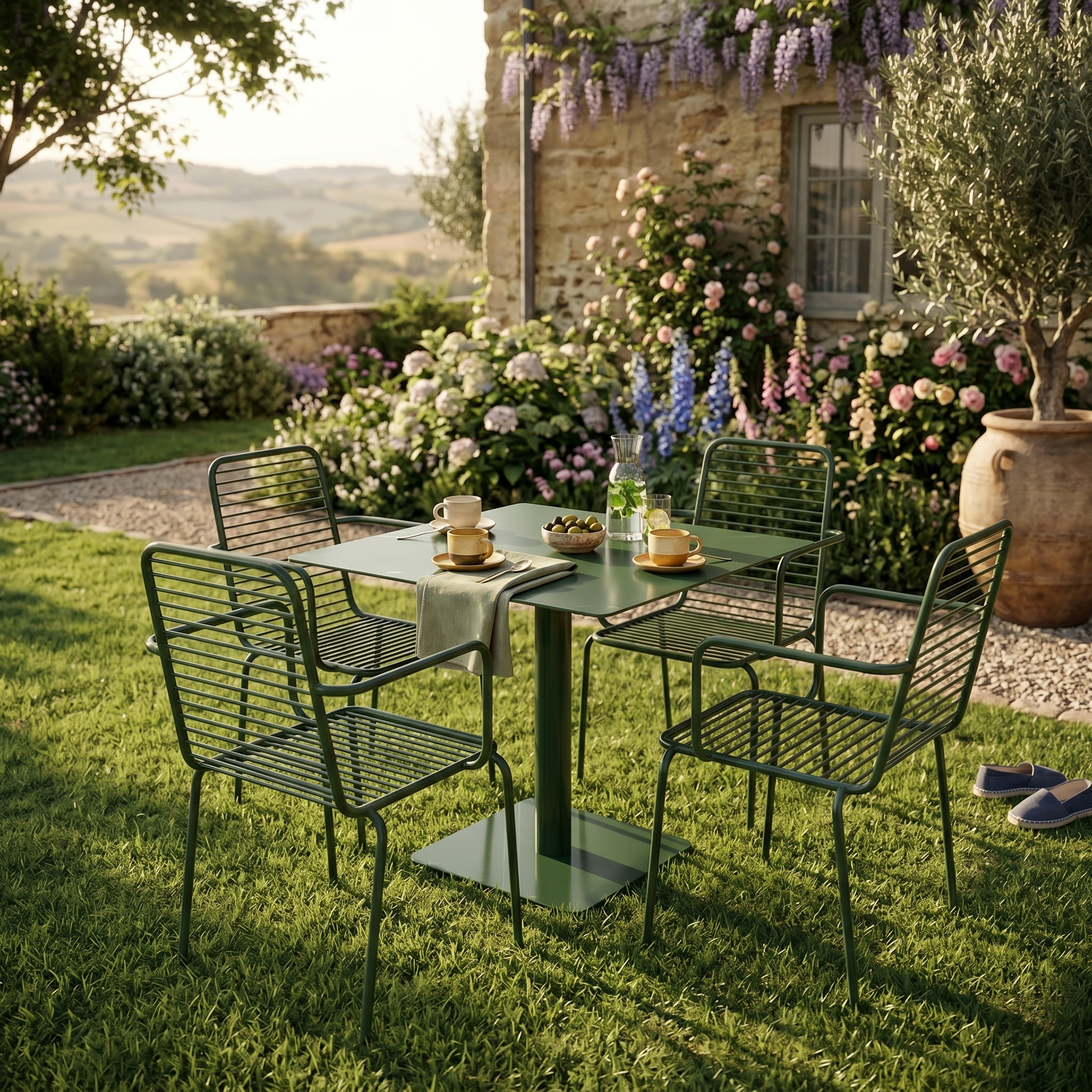 Veranda Hunter Green Slatted Outdoor Dining Set