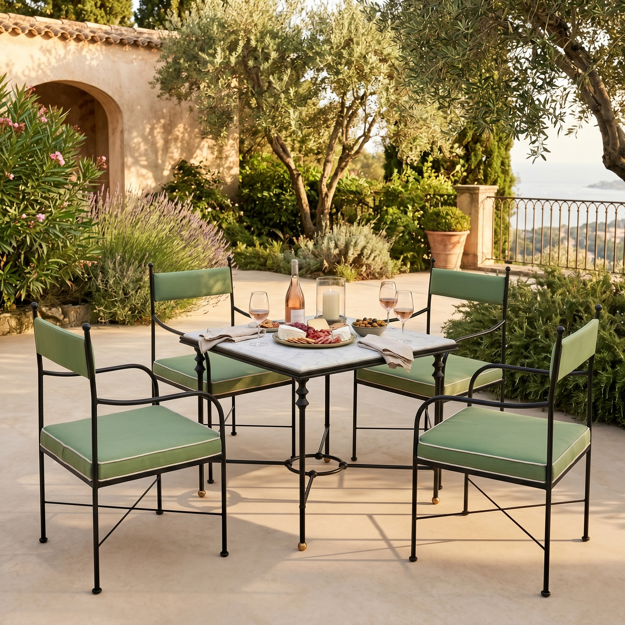 Florentine Marble & Iron Outdoor Dining Set