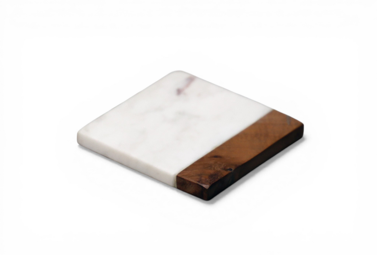 White Marble Beverage Coasters
