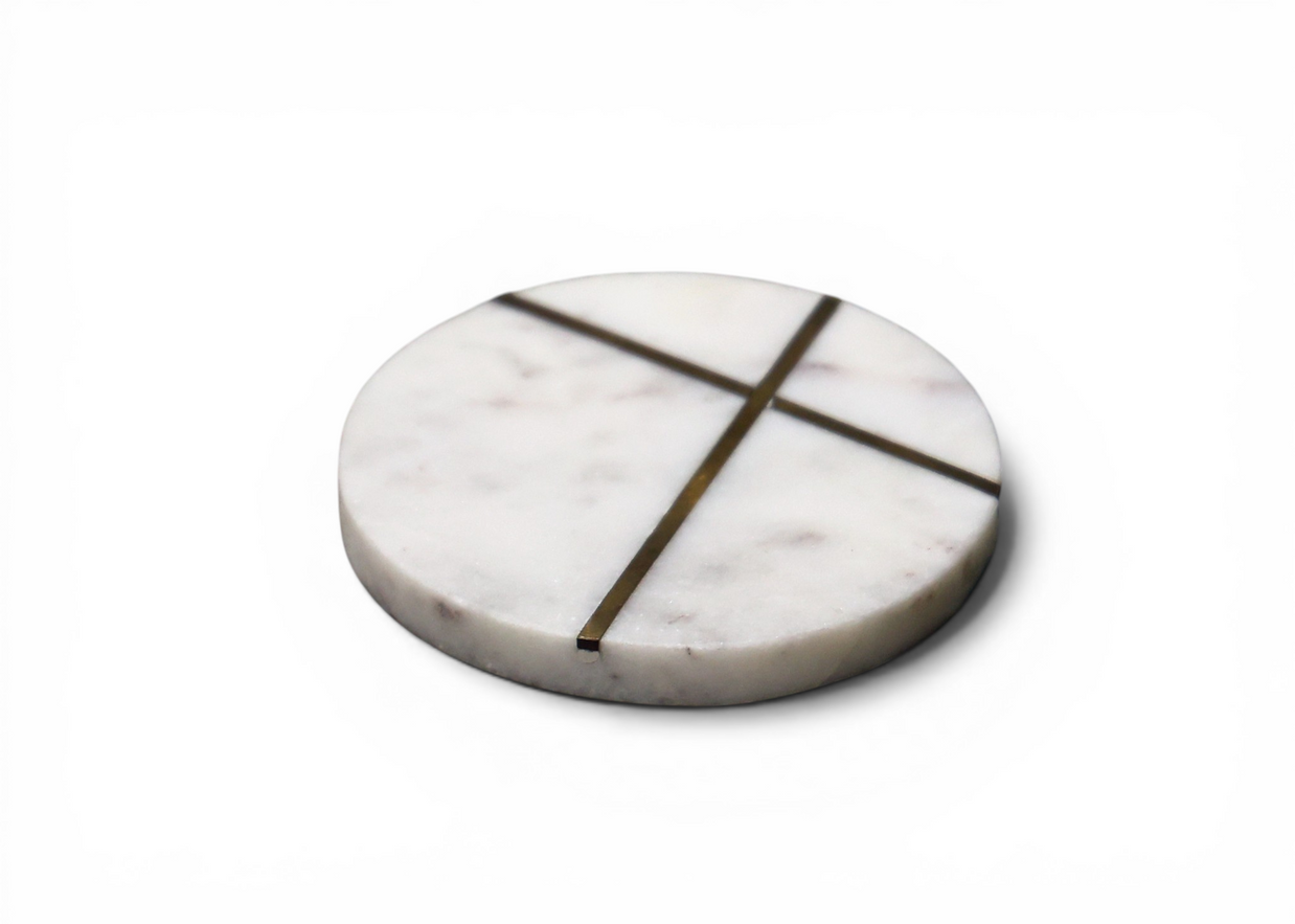 White Marble Beverage Coasters