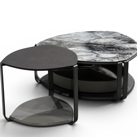 Organic Pebble Storage Coffee Table Duo