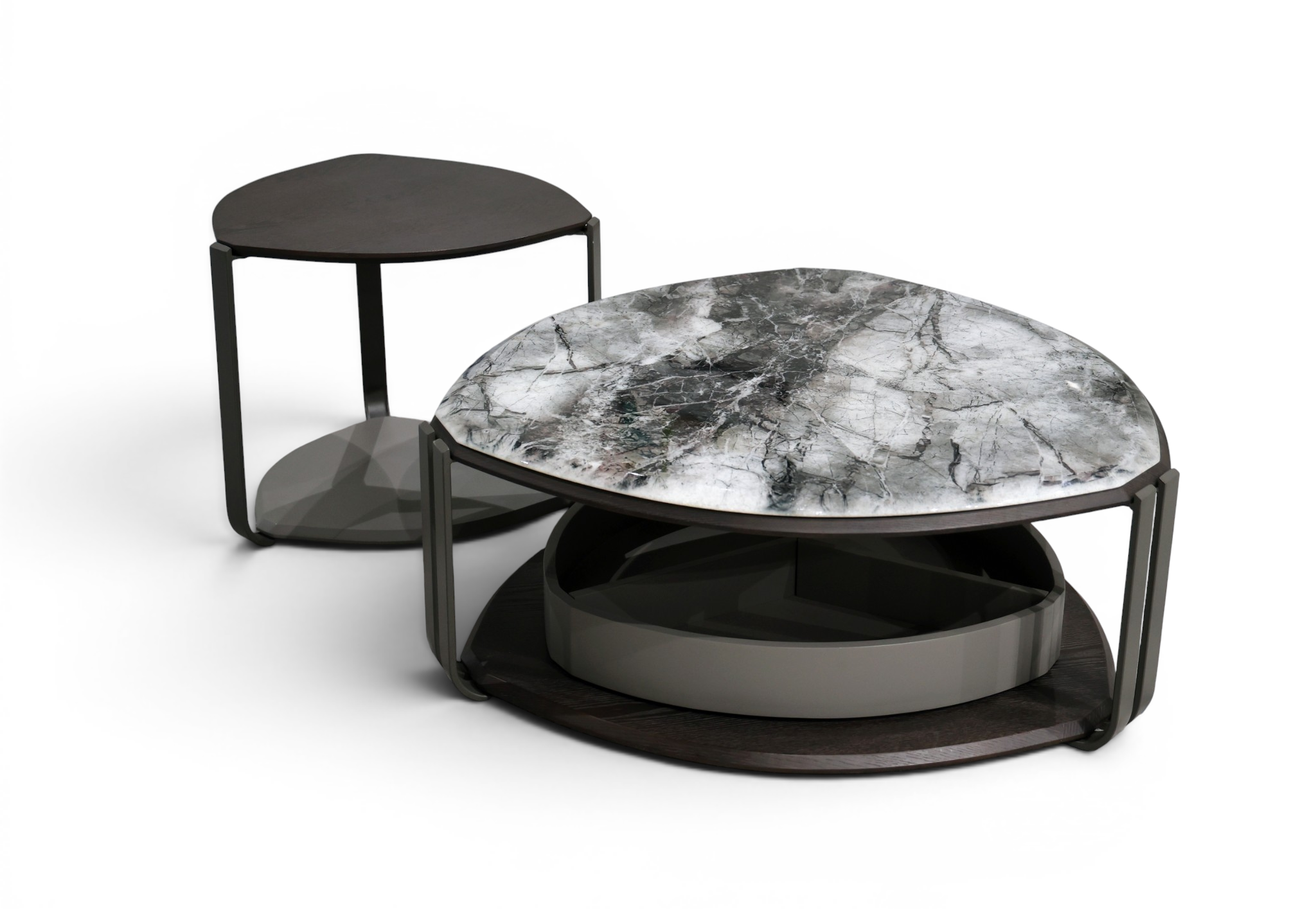 Organic Pebble Storage Coffee Table Duo