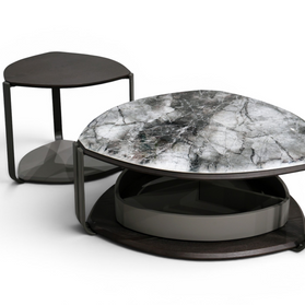 Organic Pebble Storage Coffee Table Duo