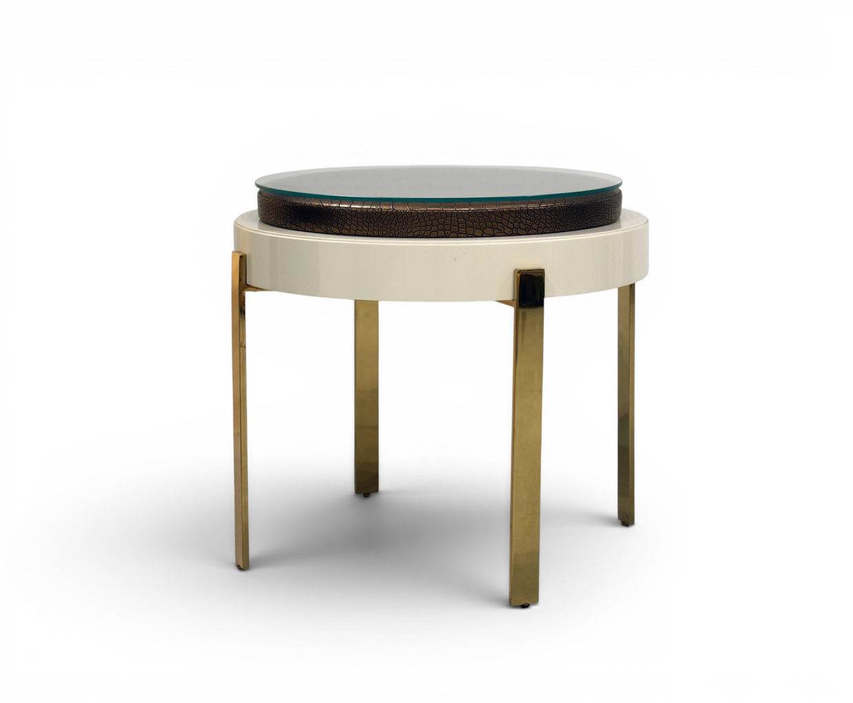 Luxor Crocodile-Embossed Glass Side Table