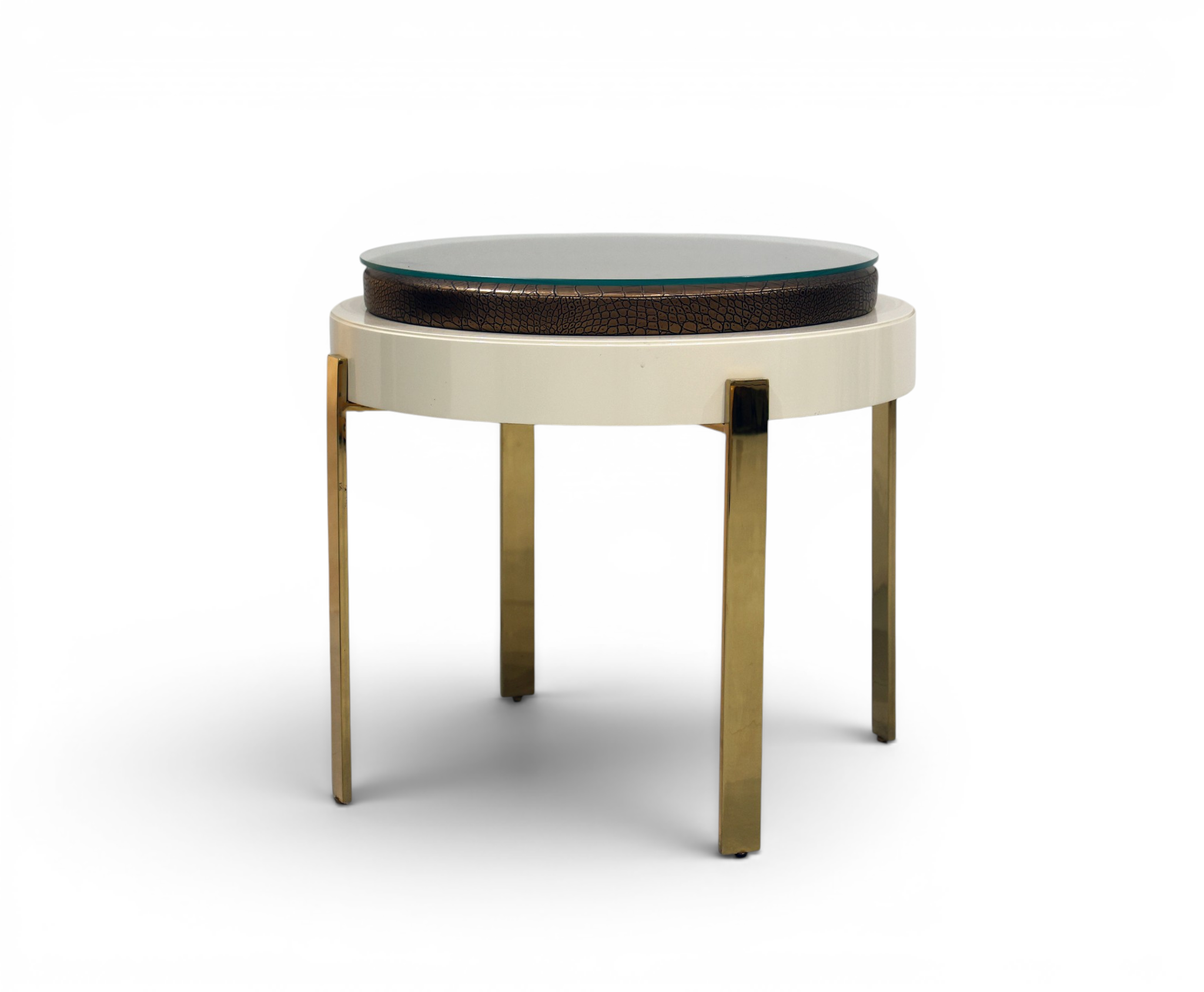 Luxor Crocodile-Embossed Glass Side Table