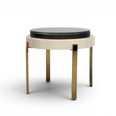 Luxor Crocodile-Embossed Glass Side Table