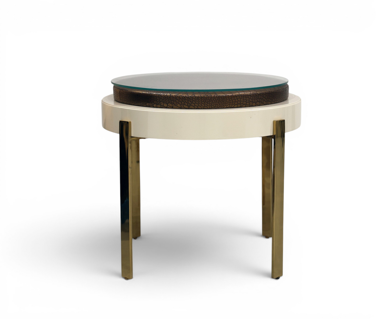Luxor Crocodile-Embossed Glass Side Table