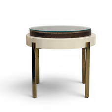 Luxor Crocodile-Embossed Glass Side Table