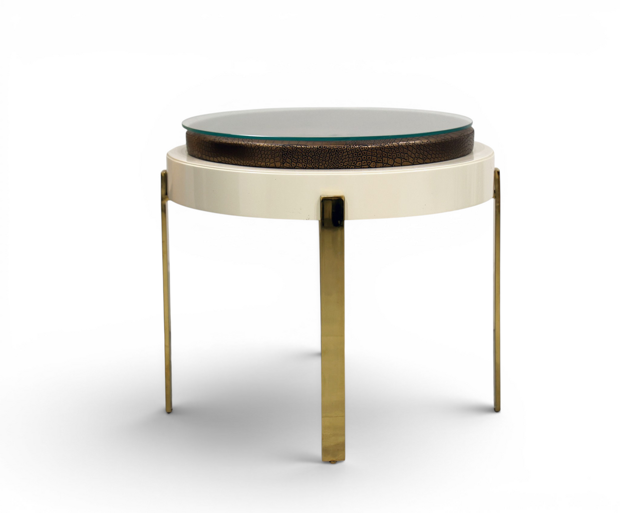 Luxor Crocodile-Embossed Glass Side Table