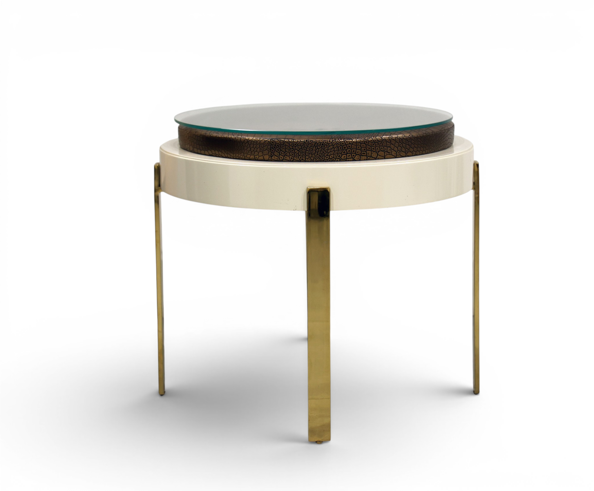 Luxor Crocodile-Embossed Glass Side Table