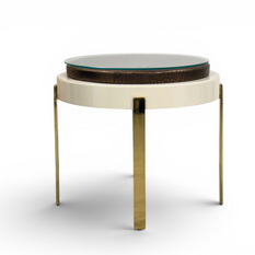 Luxor Crocodile-Embossed Glass Side Table