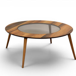 The Orbit Mid-Century Glass & Wood Coffee Table