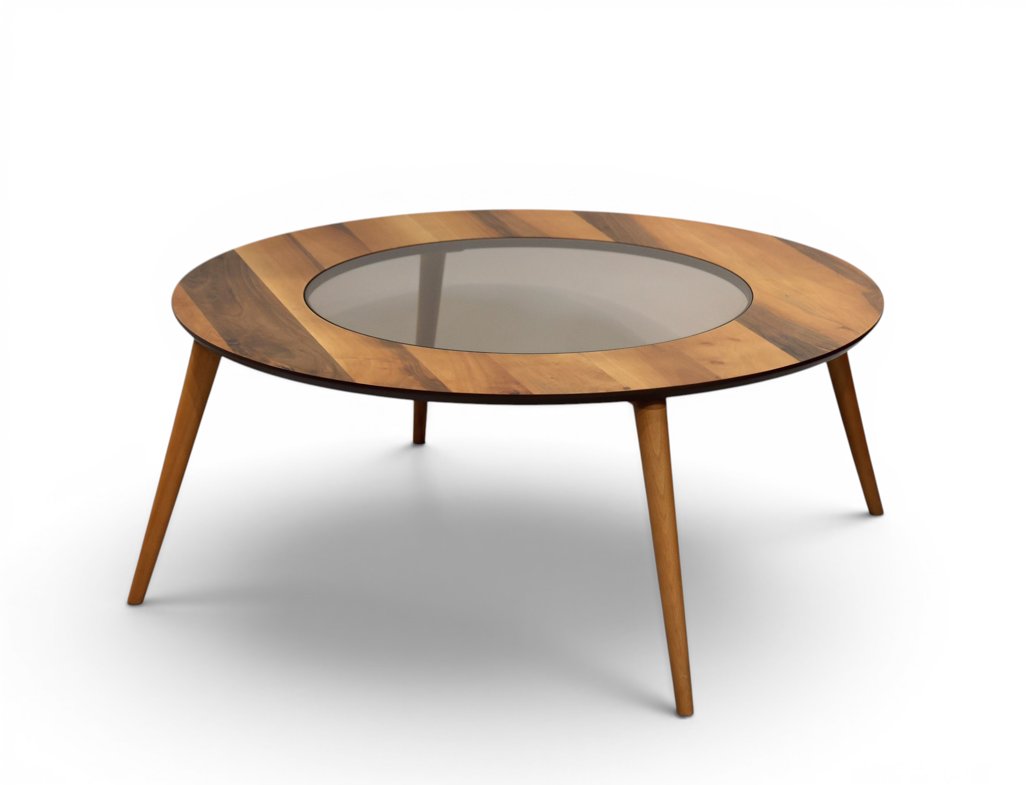 The Orbit Mid-Century Glass & Wood Coffee Table