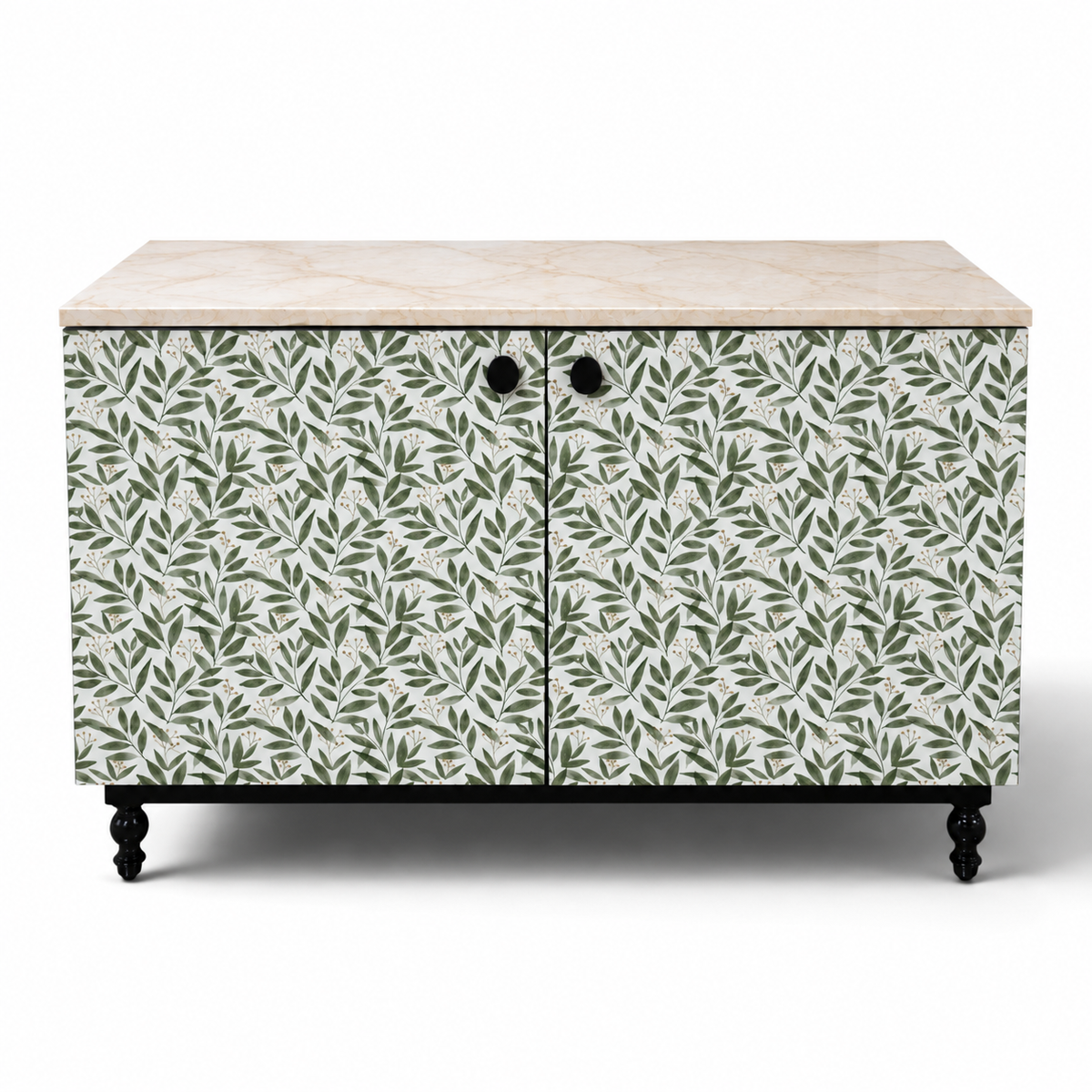 Verdura Bar Cabinet – Botanical Green & Marble Top
