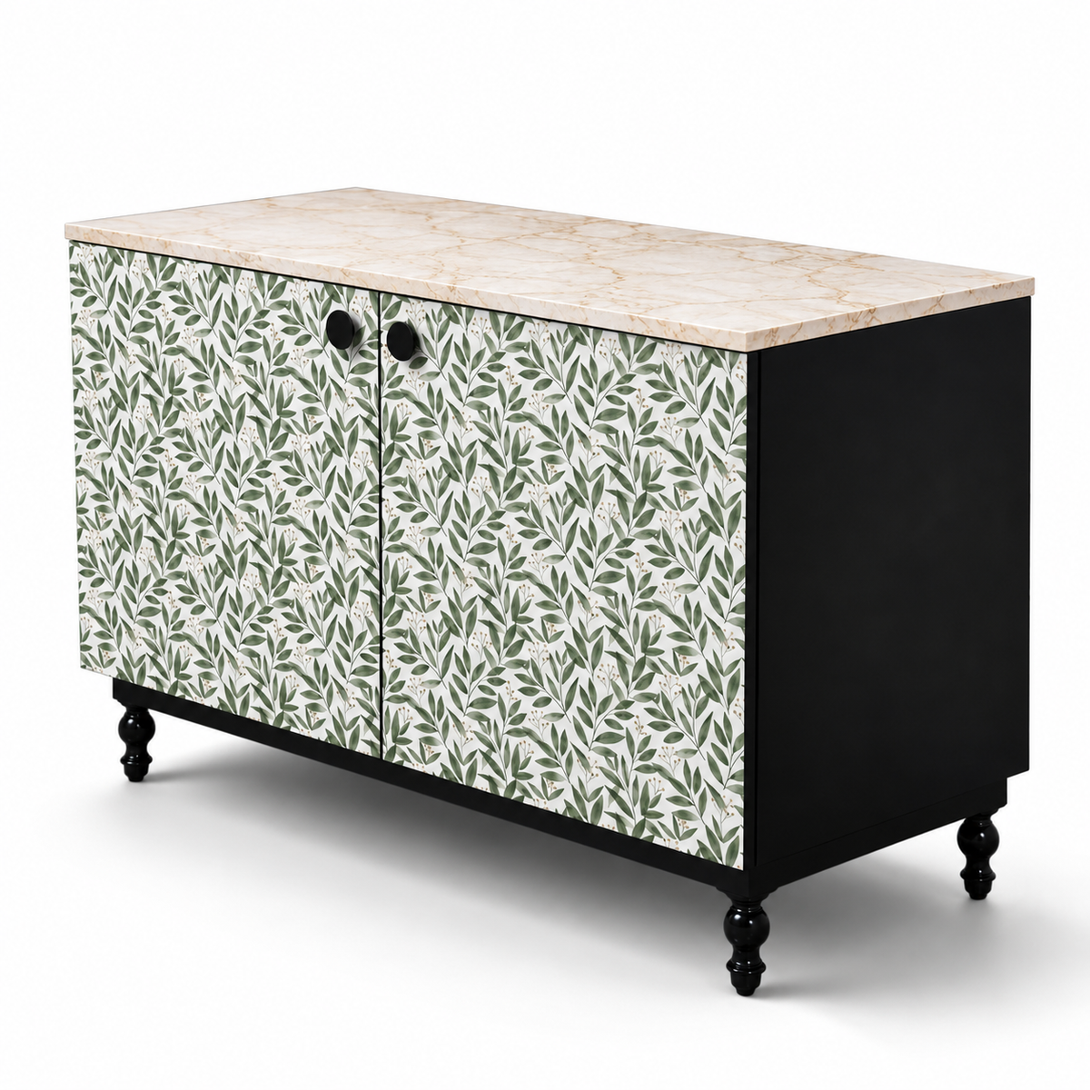 Verdura Bar Cabinet – Botanical Green & Marble Top