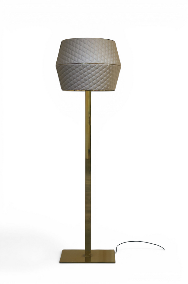 Lumina Quilted Leather & Metal Floor Lamp