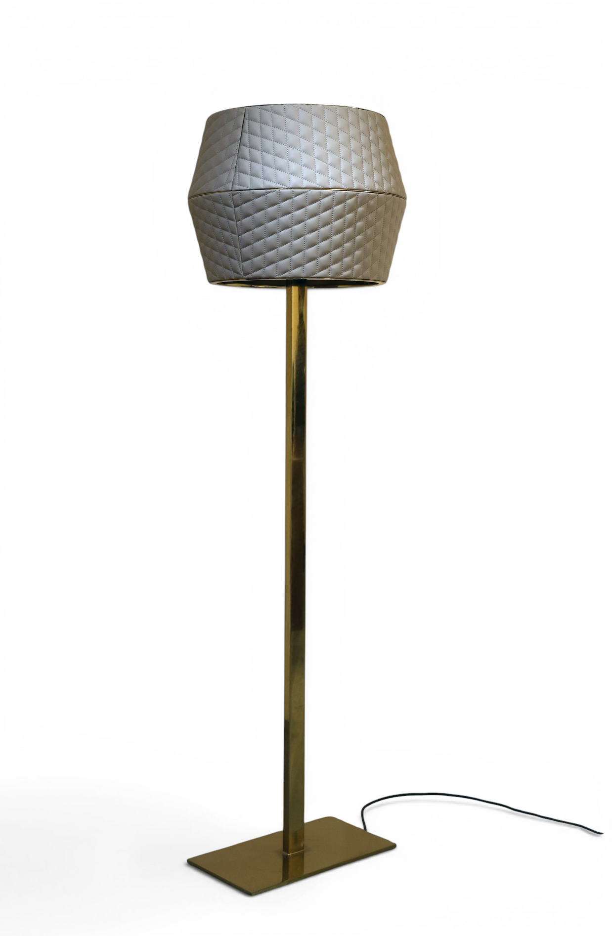 Lumina Quilted Leather & Metal Floor Lamp