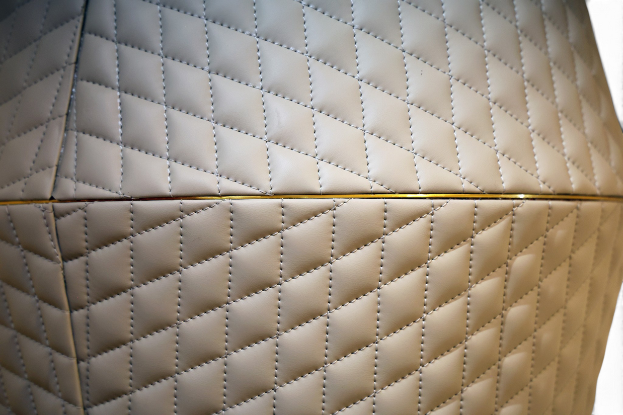 Lumina Quilted Leather & Metal Floor Lamp